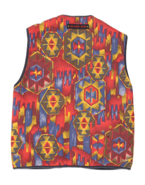 Vintage Ανδρικά Reversible Gilet UK 38 Medium Red Geometric