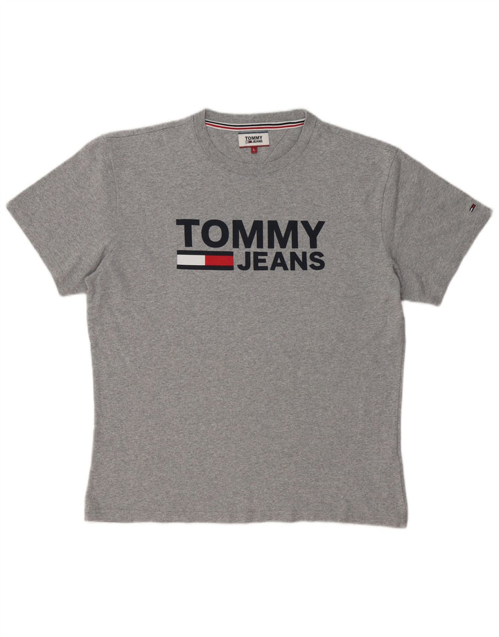 Ανδρικό γραφικό μπλουζάκι TOMMY HILFIGER Top μεγάλο γκρι βαμβακερό
