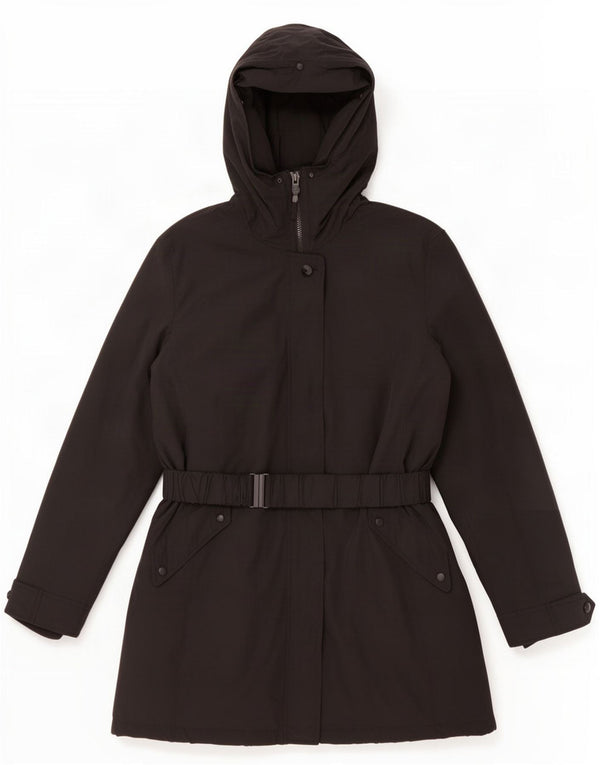 Zara Γυναικείο παλτό με κουκούλα UK 18 XL Μαύρο βαμβακερό