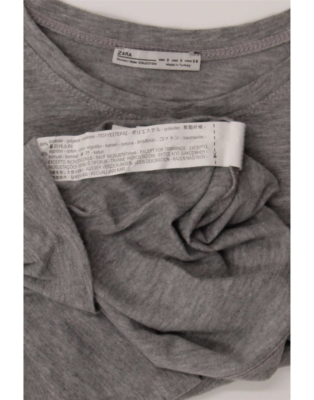 Γυναικείο γραφικό μπλουζάκι Zara Top UK 10 Small Grey Flecked Polyester