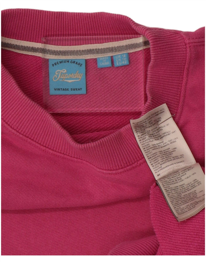 SUPERDRY Γυναικείο φούτερ μεγάλου μεγέθους Jumper UK 14 μεγάλο ροζ βαμβακερό