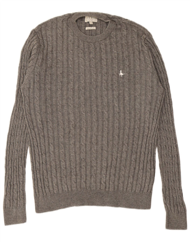 Ανδρικό πουλόβερ JACK WILLS The Marlow Crew Neck Jumper Medium Grey