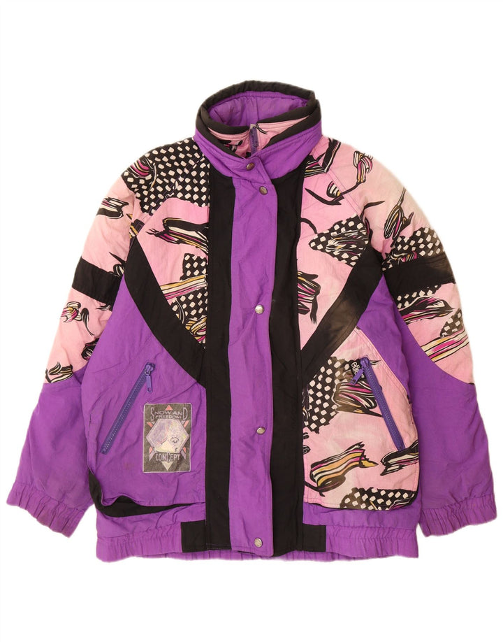 Etirel γυναικείο μπουφάν σκι μεγάλου μεγέθους UK 10 Small Purple Geometric Nylon