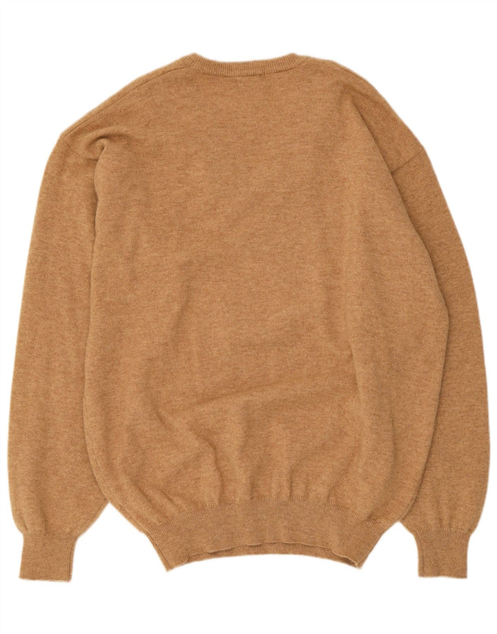 Ανδρικό πουλόβερ Massimo Dutti με V λαιμόκοψη XL Μπεζ μαλλί