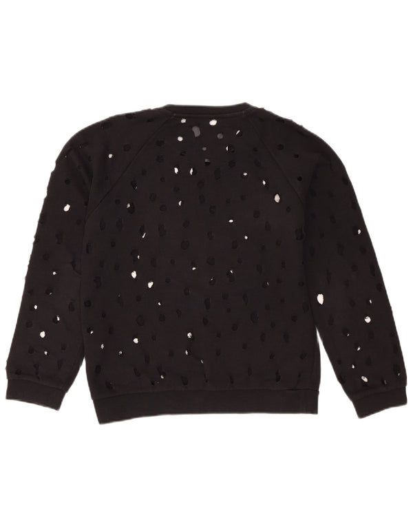 Γυναικεία γραφική φούτερ Gaelle Distressed Jumper UK 14 Large Black Cotton