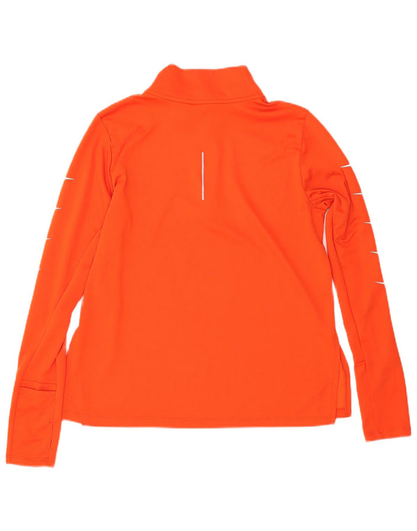 Γυναικεία NIKE φόρμα πουλόβερ με φερμουάρ Dri Fit Top UK 14 Medium Orange