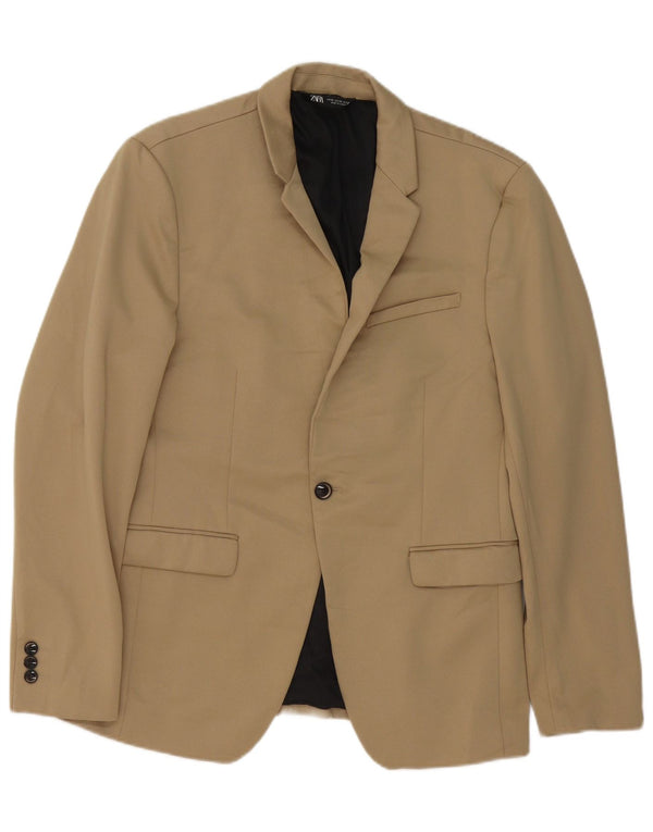 Zara Ανδρικό σακάκι μπλέιζερ 1 κουμπιού EU 50 Medium Beige Polyester