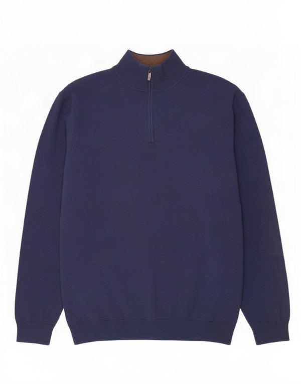 Ανδρικό πουλόβερ με φερμουάρ Massimo Dutti 2XL Μαλλί Navy Blue