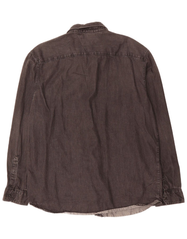 CALVIN KLEIN JEANS Ανδρικό τζιν πουκάμισο μεγάλο μαύρο βαμβακερό