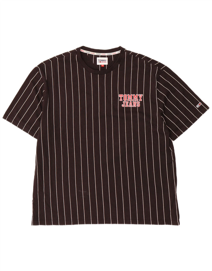 Ανδρικό γραφικό T-Shirt Tommy Hilfiger Top Μεσαίο μαύρο ριγέ βαμβακερό