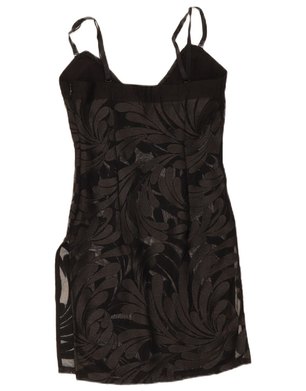 Vintage γυναικείο φόρεμα See Through Slip UK 8 Small Black Floral