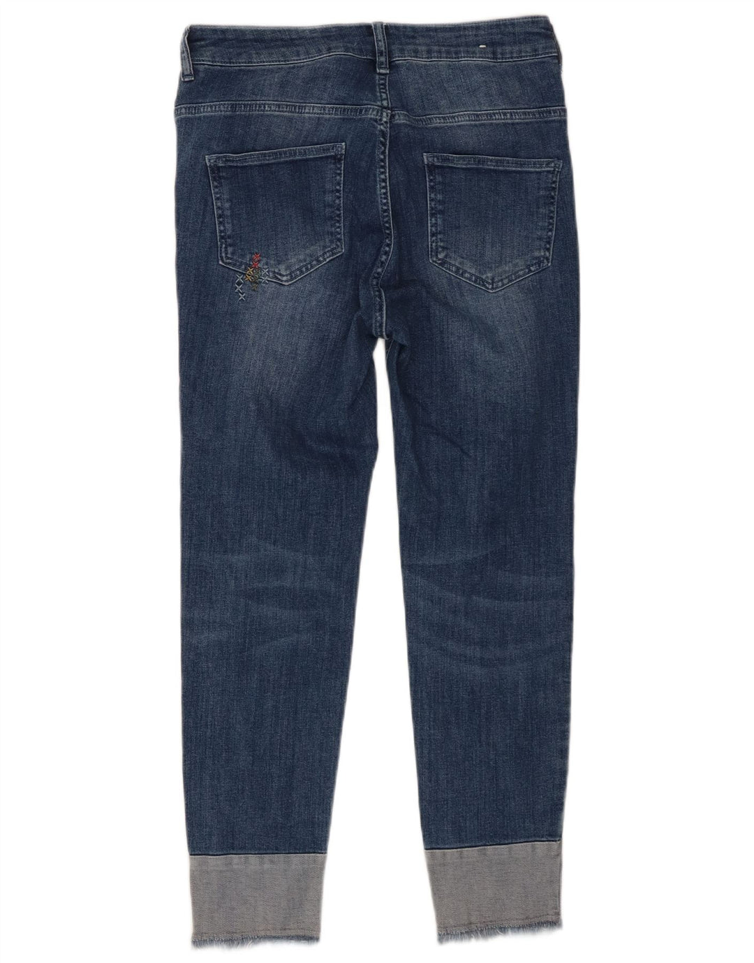 Benetton Womens Distressed Cropped Jeans W27 L25 Blue Cotton