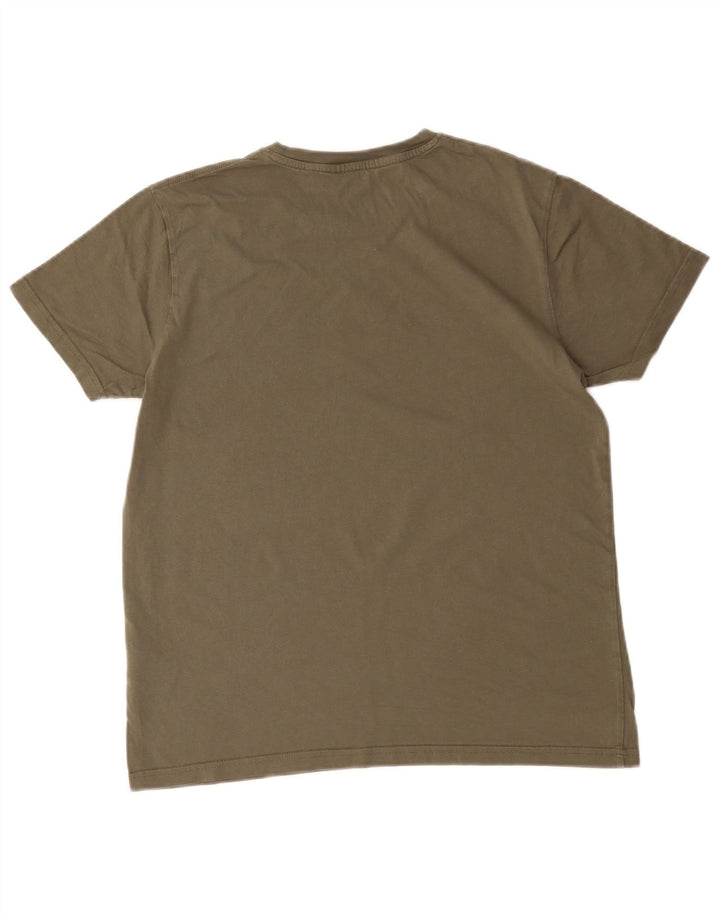 ALPHA INDUSTRIES Mens Graphic T-Shirt Top Small Khaki Cotton