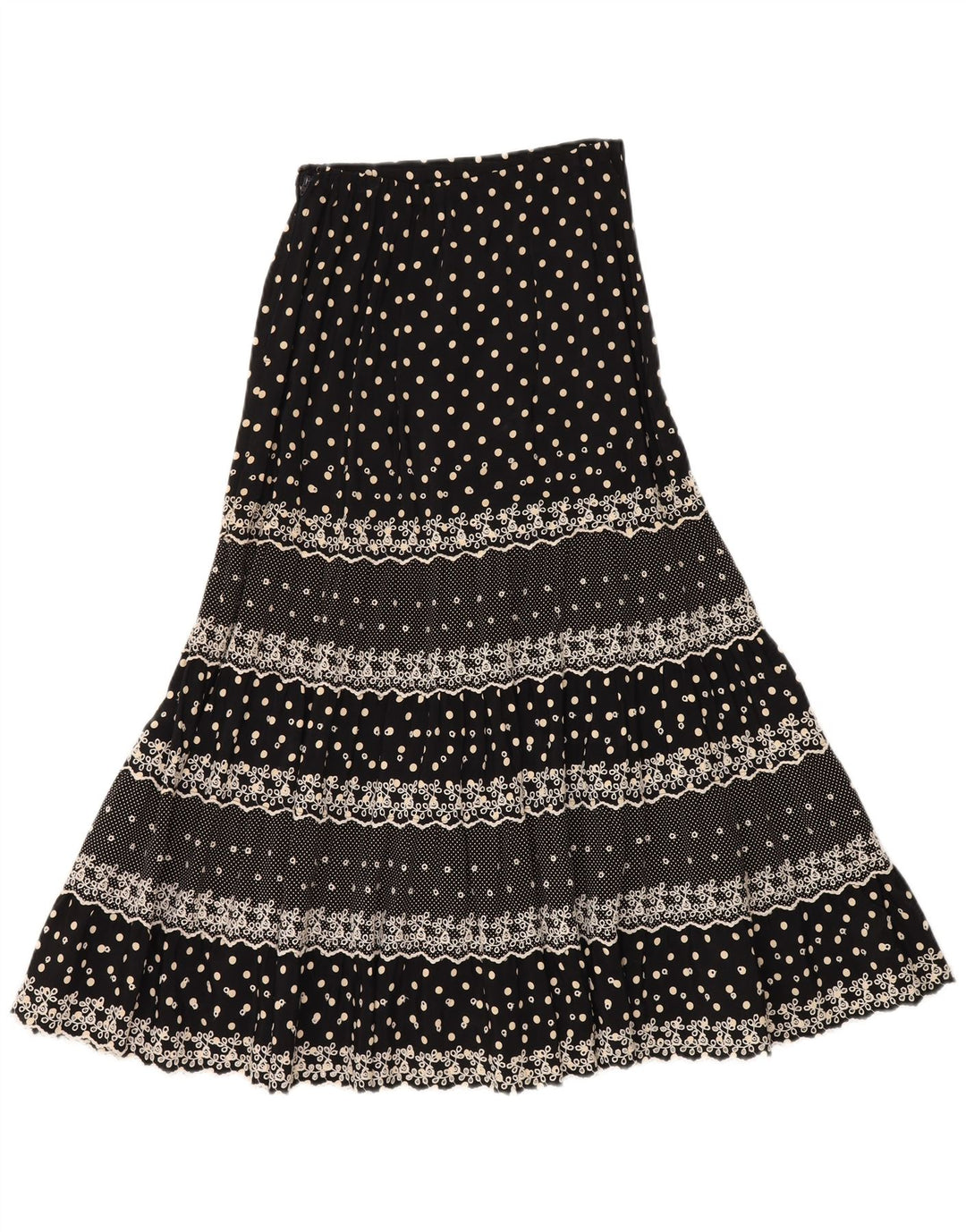 Vintage Γυναικεία Gypsy Φούστα W28 Μεσαία Μαύρη Στίξη