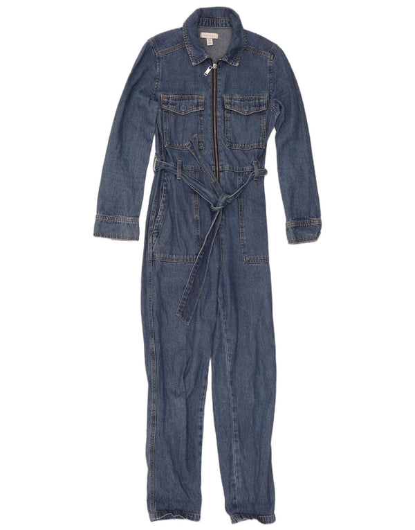 Topshop Γυναικεία μακρυμάνικη τζιν φόρμα UK 6 Small μπλε βαμβακερό