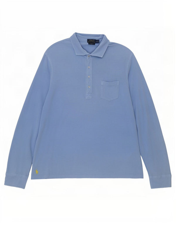 Πόλο Ralph Lauren Ανδρικό μακρυμάνικο πουκάμισο 2XL μπλε βαμβακερό