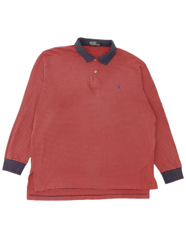 Polo Ralph Lauren Ανδρικό μακρυμάνικο μπλουζάκι ράγκμπι πόλο XL κόκκινο βαμβακερό ρίγες