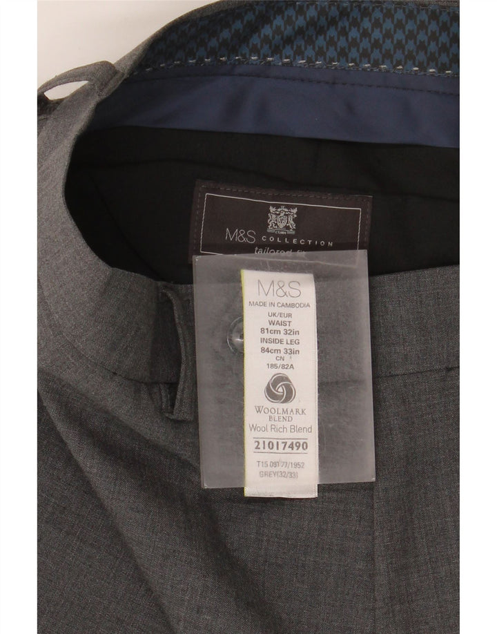 Marks & Spencer Ανδρικό παντελόνι με λεπτή φόρμα W32 L33 Γκρι μαλλί