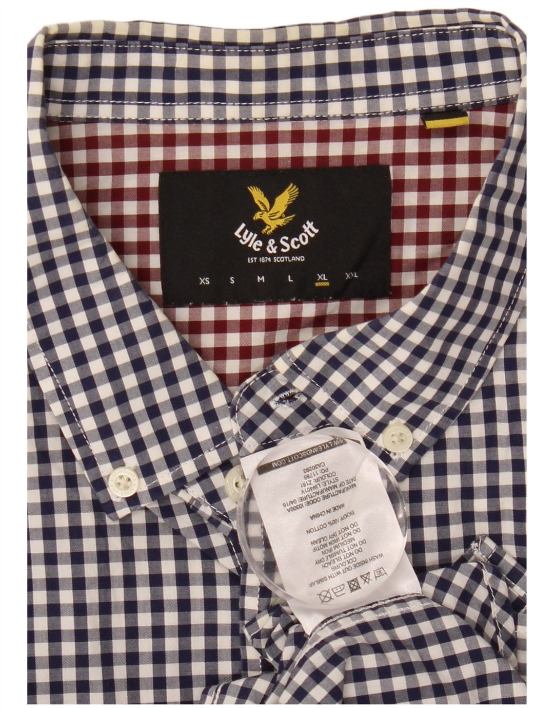 Ανδρικό πουκάμισο LYLE & SCOTT XL Navy Blue Gingham Cotton
