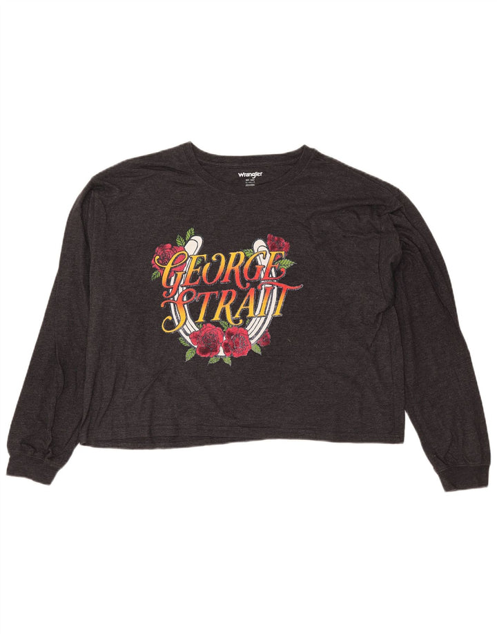 WRANGLER Γυναικείο τοπ με γραφικό μακρυμάνικο UK 10 Small Grey Floral