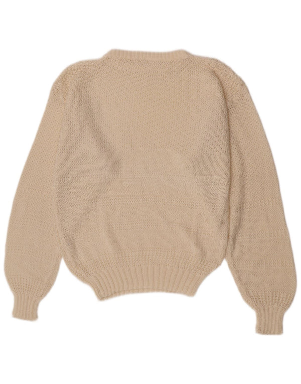 Vintage γυναικείο πουλόβερ με κανονική εφαρμογή Crew Neck Jumper UK 12 Medium Off White