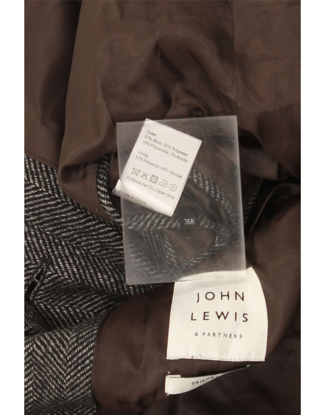 Ανδρικό πανωφόρι John Lewis Tailored Regular Fit UK 36 Small Grey Ψαροκόκκαλο