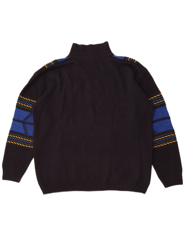 Vintage ανδρικό πουλόβερ με λαιμόκοψη UK 50/52 3XL Μαύρο γεωμετρικό