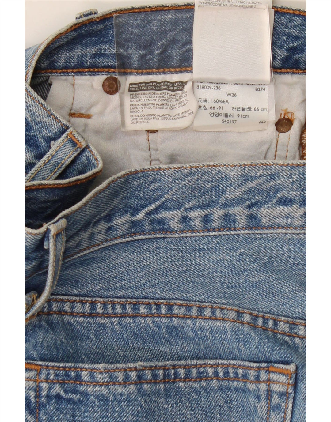 LEVI'S Womens 501 Distressed τζιν σορτς W26 μικρό μπλε βαμβακερό