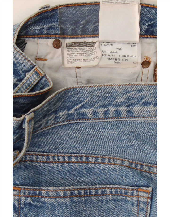 LEVI'S Womens 501 Distressed τζιν σορτς W26 μικρό μπλε βαμβακερό