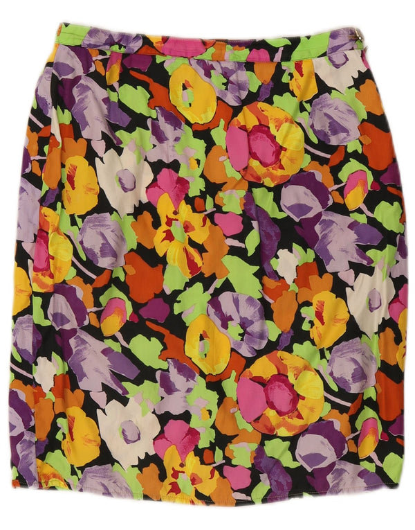 Vintage γυναικεία ίσια φούστα W26 Μικρή Πολύχρωμη Floral