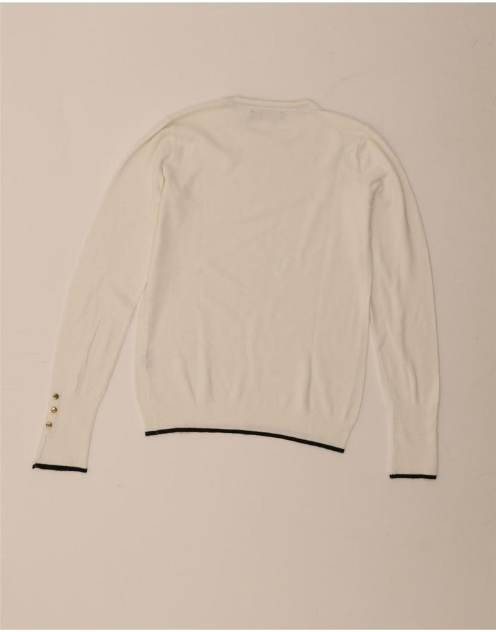 Zara Γυναικείο πουλόβερ με λαιμόκοψη UK 12 Medium White