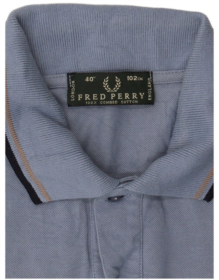 Fred Perry Ανδρικό πουκάμισο Polo από μεσαίο μπλε βαμβακερό