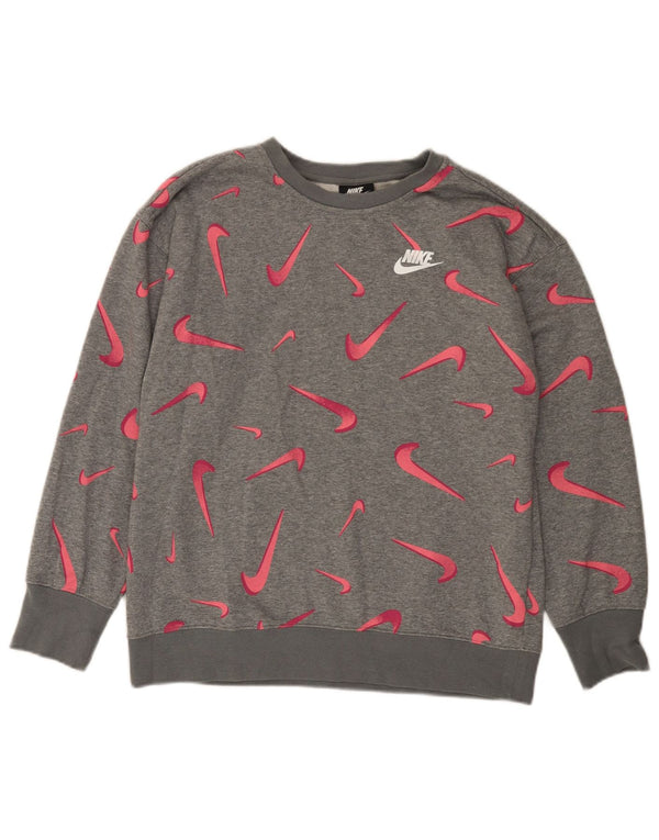 Γραφικό φούτερ για κορίτσια NIKE 13-14 ετών XL Γκρι γεωμετρικό