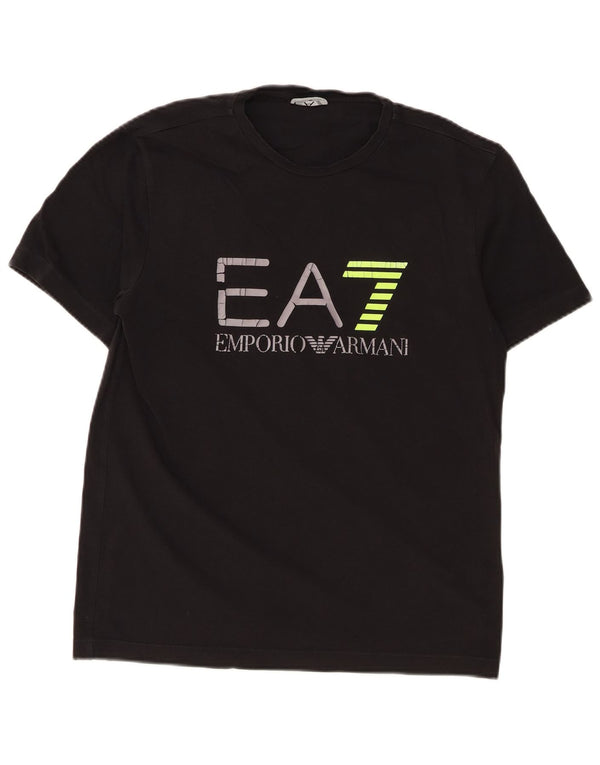 Ανδρικό γραφικό μπλουζάκι Emporio Armani Τοπ μεσαίο μαύρο βαμβακερό