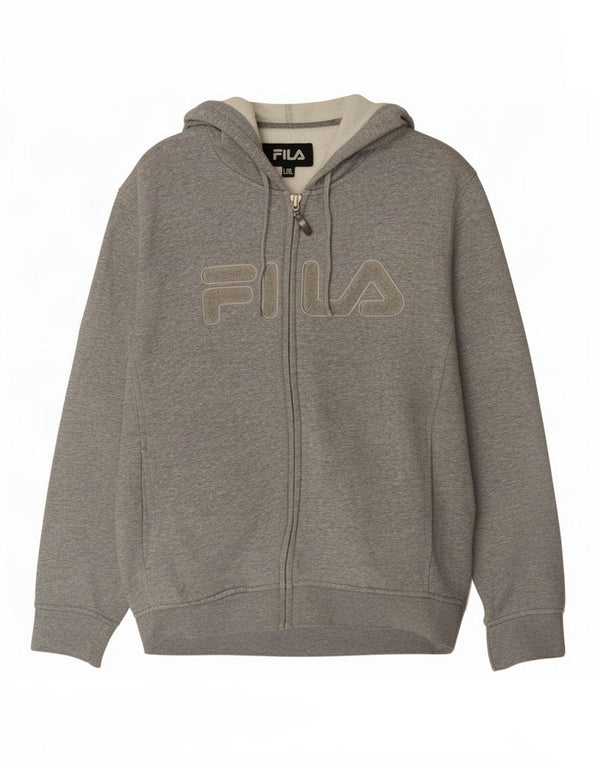 Fila Γυναικείο πουλόβερ με κουκούλα με φερμουάρ UK 16 μεγάλο βαμβακερό γκρι