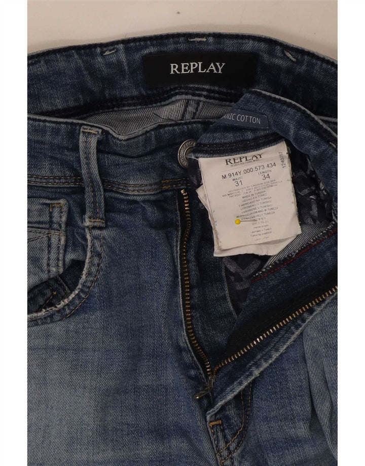 Replay Ανδρικά Distressed Slim Jeans W31 L26 Blue Cotton