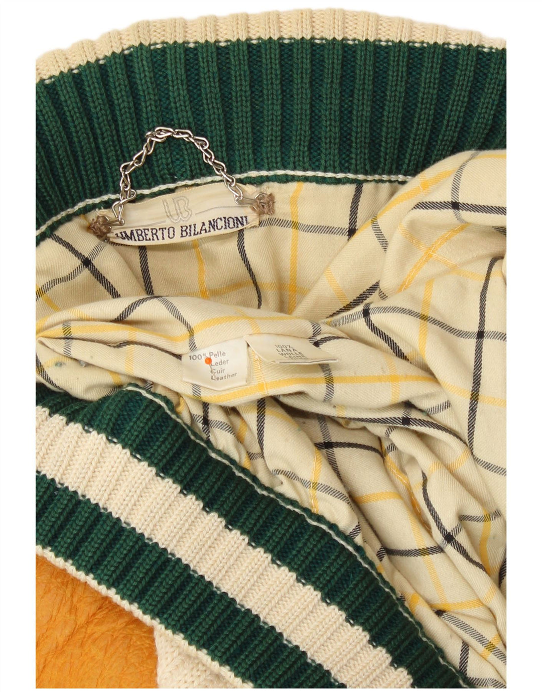 Ανδρικό μπουφάν Umberto Bilancioni UK 40 Large Yellow Colourblock Leather