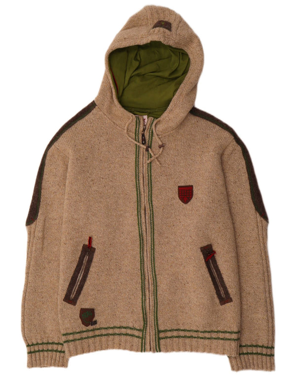 Ανδρικό πουλόβερ ζακέτα με κουκούλα Spieth & Wensky 3XL μάλλινο μπεζ χρώματος