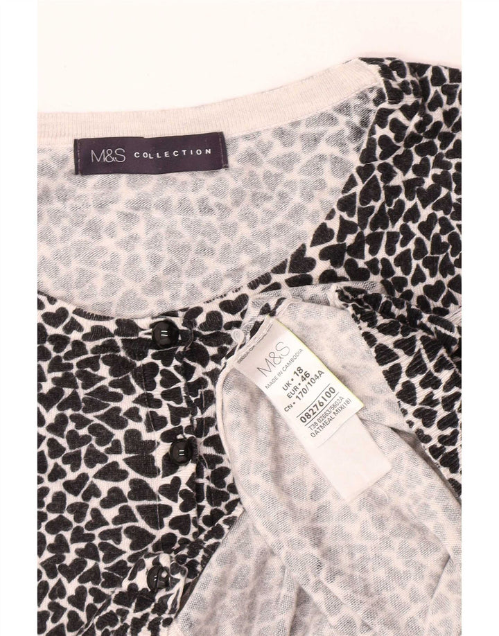 Marks & Spencer Γυναικείο πουλόβερ ζακέτα με αφηρημένο σχέδιο UK 18 XL μαύρο