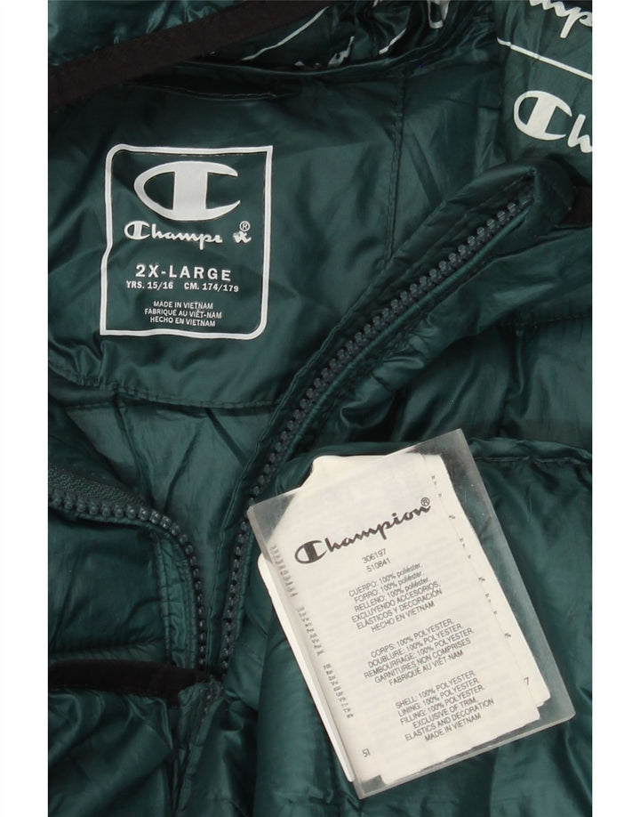 Champion Boys Hooded Jacket 15-16 Years 2XL Green Polyester