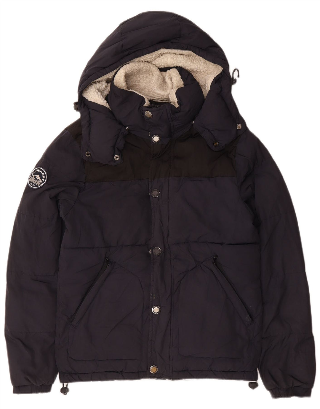 Superdry Ανδρικό μπουφάν με κουκούλα UK 36 Small Navy Blue Polyester