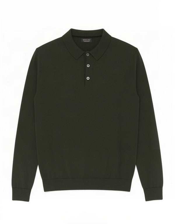 Zara Ανδρικό πουλόβερ Polo Neck Jumper Μεσαίο πράσινο ακρυλικό