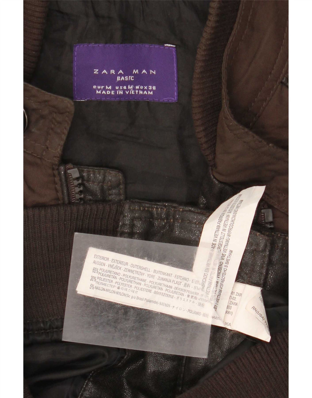 Zara Ανδρικό Μπουφάν από Faux Leather UK 38 Μεσαίου καφέ Πολυουρεθάνης