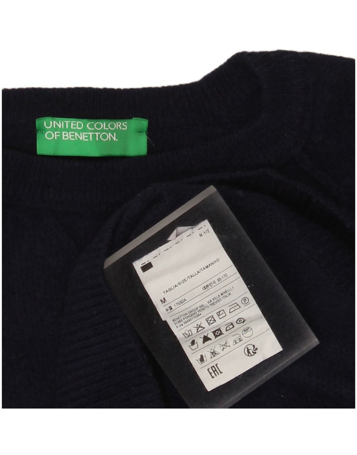 Γυναικείο πουλόβερ Benetton Crew Neck Jumper UK 14 Medium Navy Blue Wool