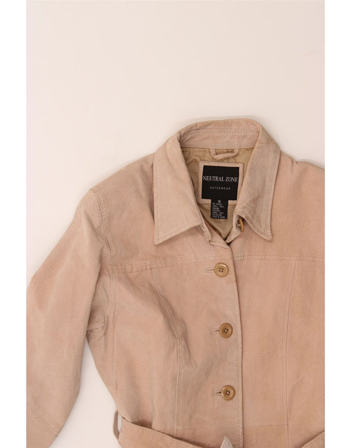 NEUTRAL ZONE Womens Leather Jacket UK 10 Small Beige Leather Vintage Neutral Zone and Second-Hand Neutral Zone from Messina Hembry 