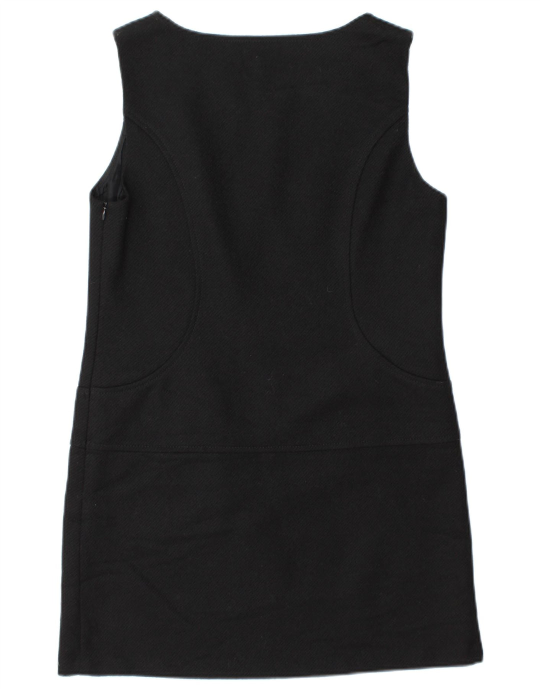 Γυναικείο Αμάνικο Shift Φόρεμα Benetton UK 12 μεσαίο μαύρο μαλλί