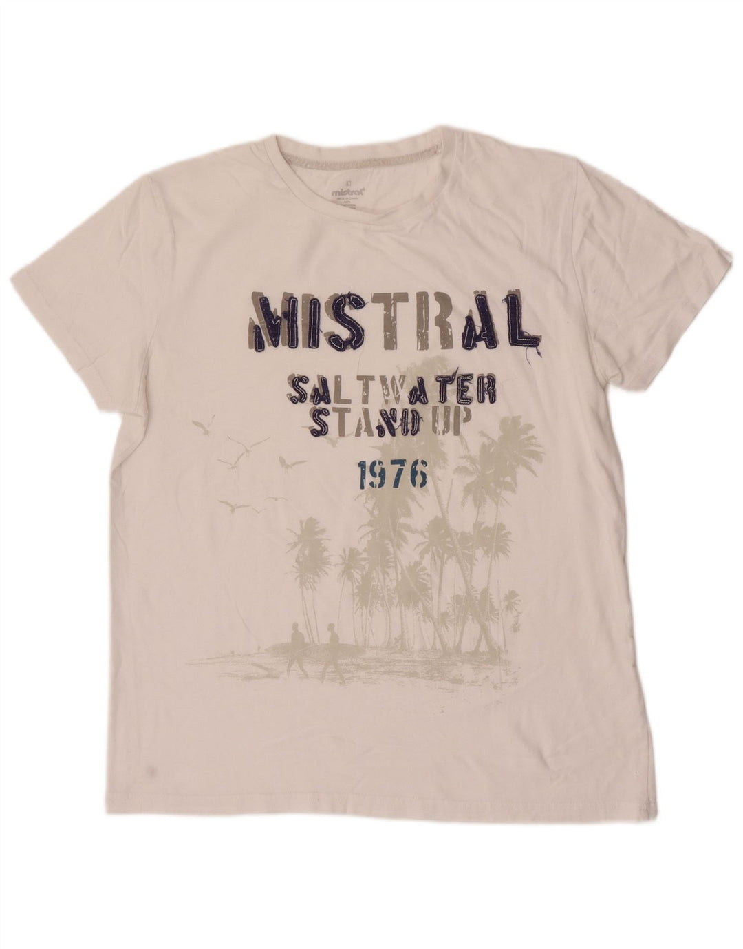 Ανδρικό γραφικό T-Shirt Mistral Top μεγάλο λευκό βαμβακερό