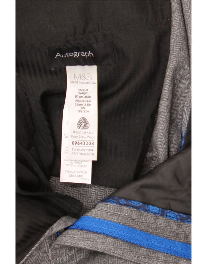 MARKS & SPENCER Ανδρικό κοστούμι αυτόγραφο παντελόνι W36 L31 Γκρι ψαροκόκαλο