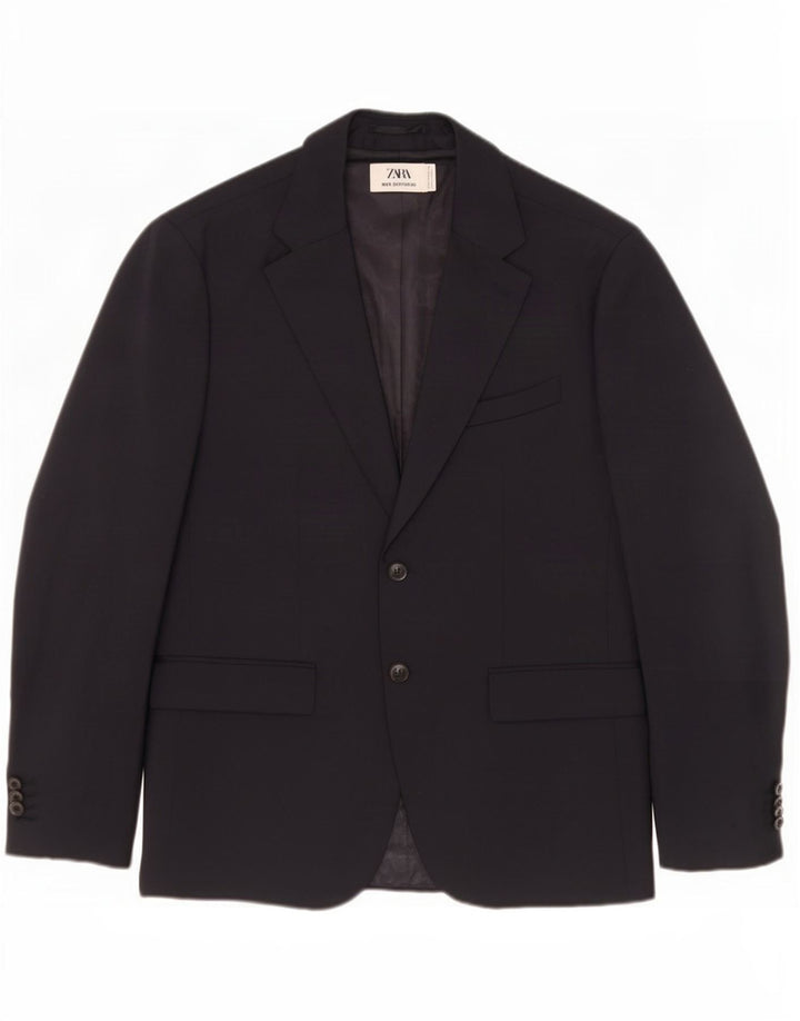 Zara Mens Sartorial Μπουφάν μπλέιζερ EU 50 Medium Navy Blue Polyester