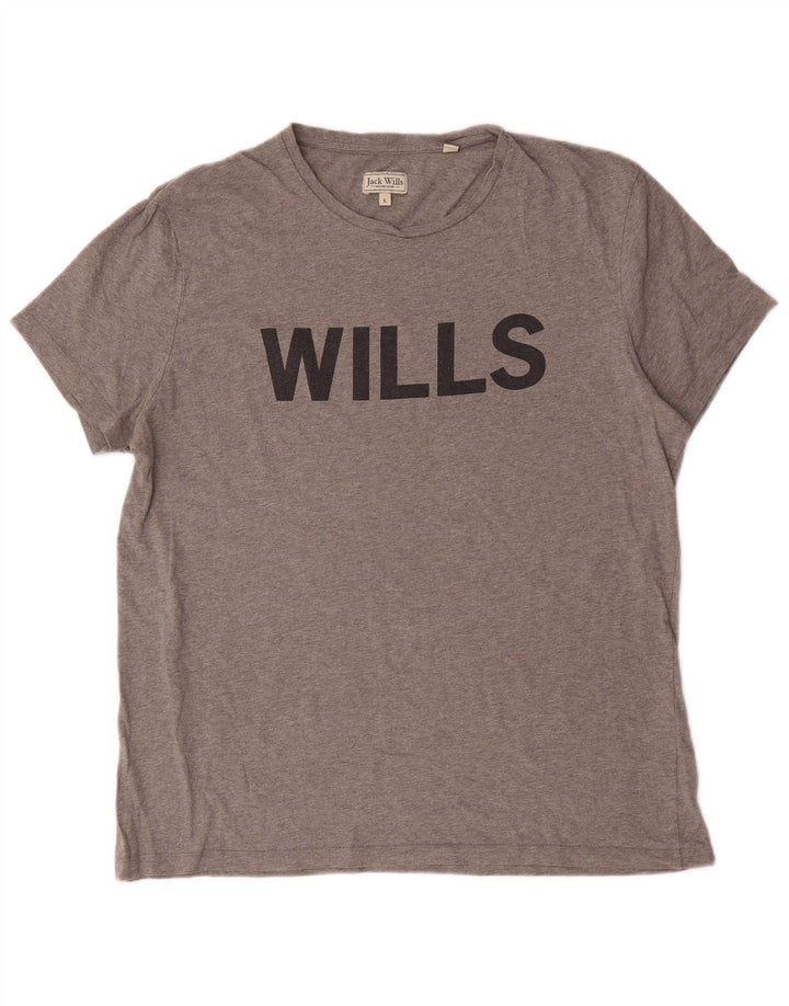 Jack Wills Ανδρικό γραφικό T-Shirt Top μεγάλο γκρι βαμβακερό